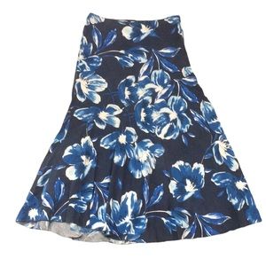 Julie Mitchell | Blue Linen Floral Skirt